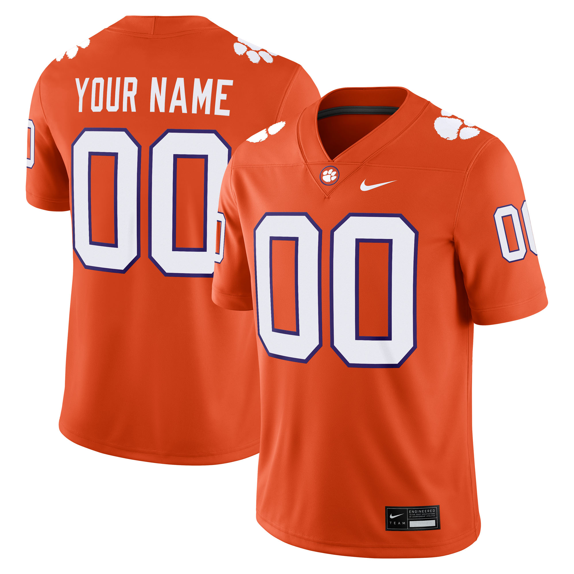 [NJP] Women's Clemson Tigers Custom Football Game Jersey - Orange