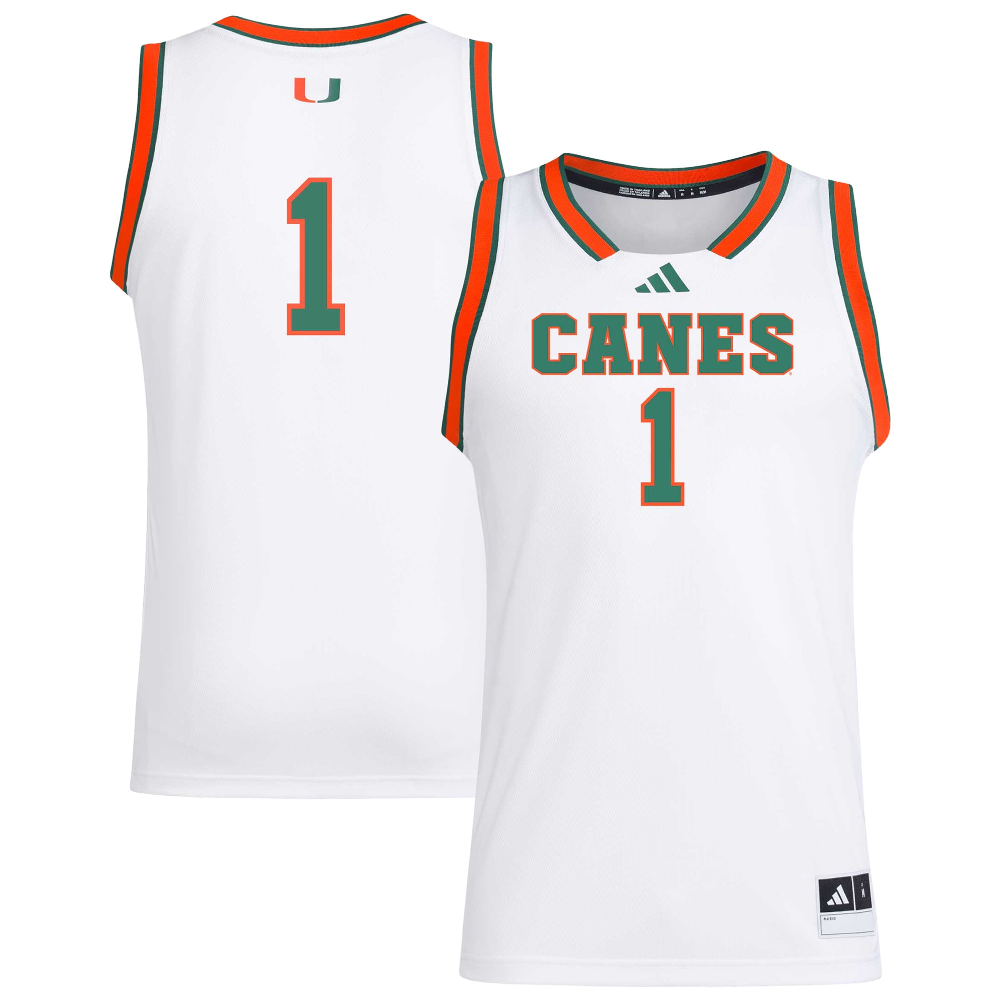 #1 Miami Hurricanes adidas Replica Swingman Jersey - White