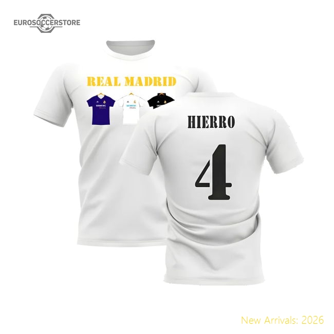 Best-Selling Real Madrid 2002-2003 Retro Shirt T-Shirt - Text (White) (Hierro