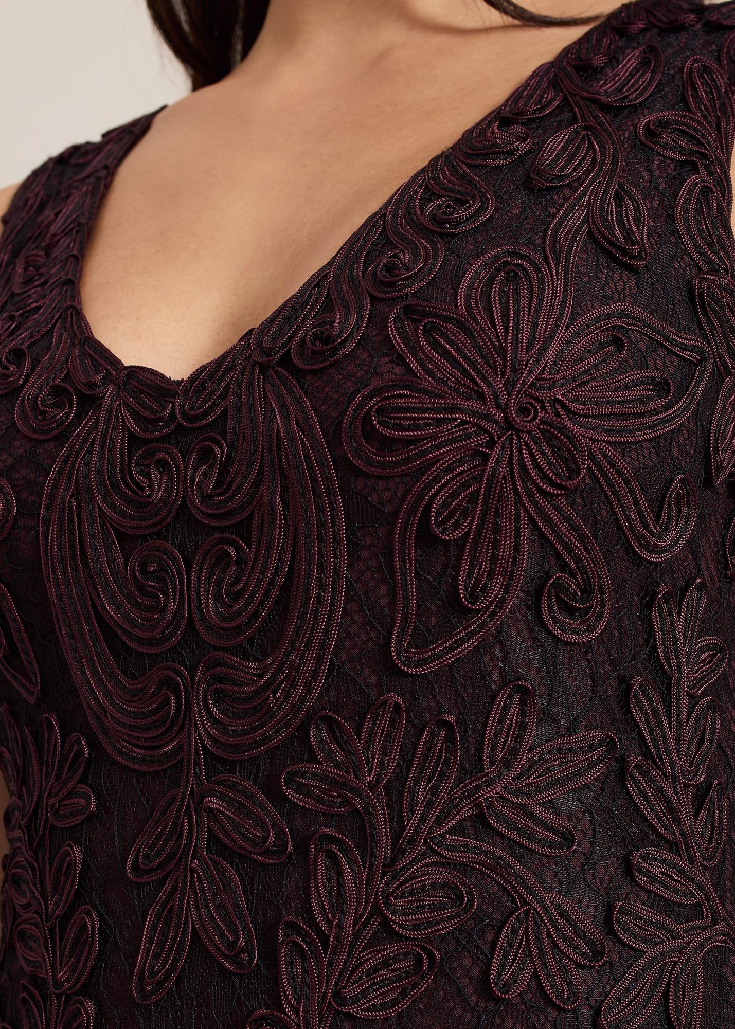 Montee Burgundy Tapework Maxi Dress