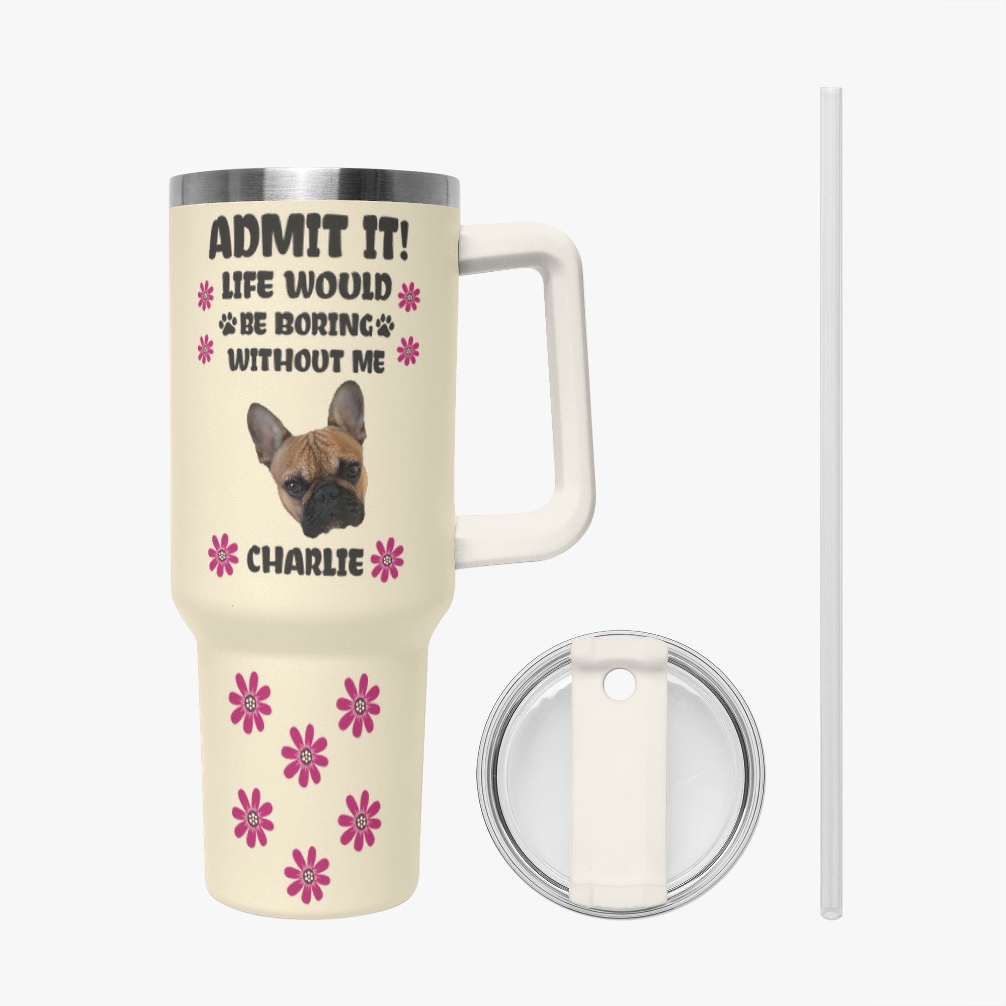 Comfortable Cozy Luna - Personalized Car Tumbler Cup for Casual Outings