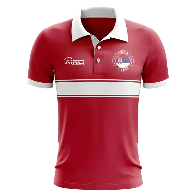 World Serbia Concept Stripe Polo Shirt (Red) High Championship