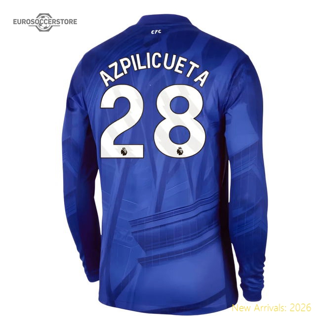 Authentic 2025-2026 Chelsea Home Long Sleeve Shirt (azpilicueta 28)