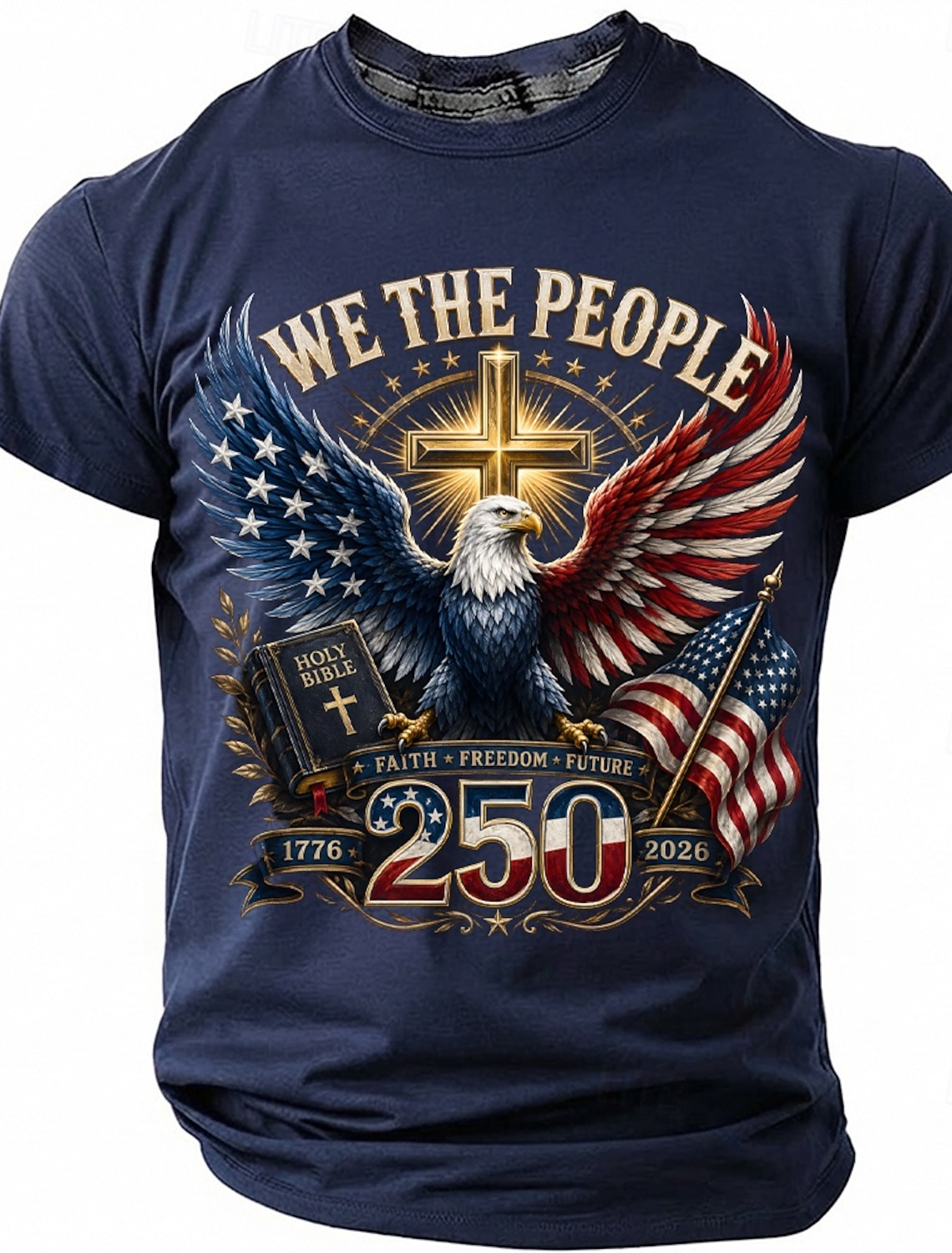 4th of July 2026 250th Men's Eagle US Flag T Shirt Short Sleeve T shirt 3D Print Crew Neck Shirt Patriotic Daily Festival Blue Black White Summer Spring Clothing Apparel S M L XL XXL XXXL