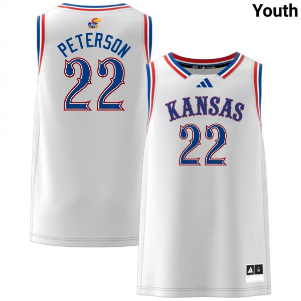 Youth Kansas Jayhawks #22 Darryn Peterson White Stitch Jersey