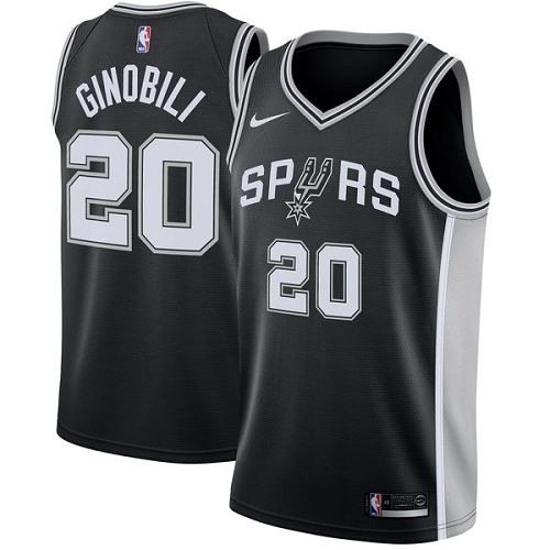 SA Spurs #20 Manu Ginobili Top-Grade 2024 Icon NBA Jersey - Black