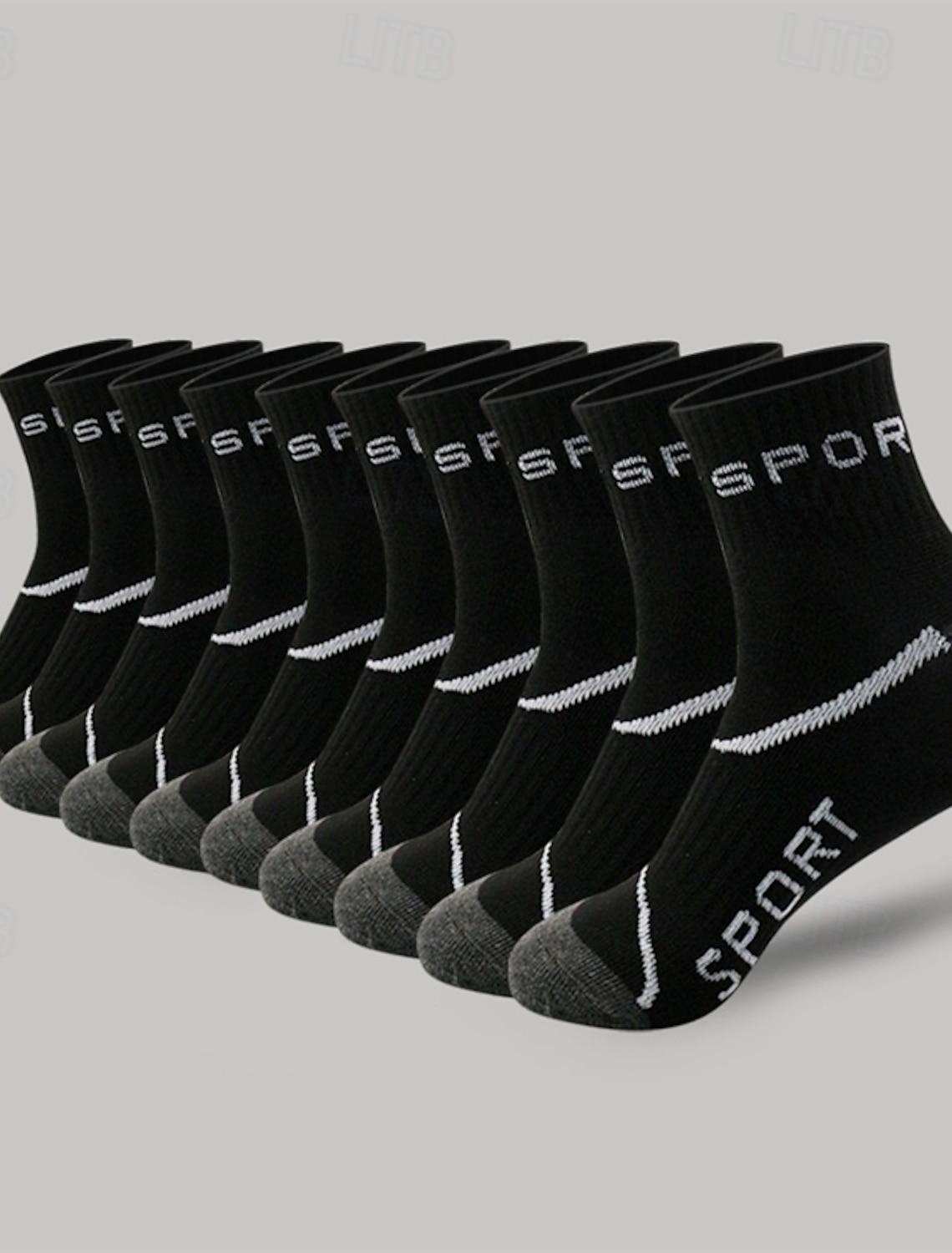Men's 10 Pairs Socks Running Socks Casual Socks Black White Color Color Block Text Outdoor Vacation Daily Wear Medium Spring Fall Fashion Streetwear