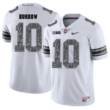 Men's OSU Ohio White 2024 premium Joe Burrow #10 match worn Jersey