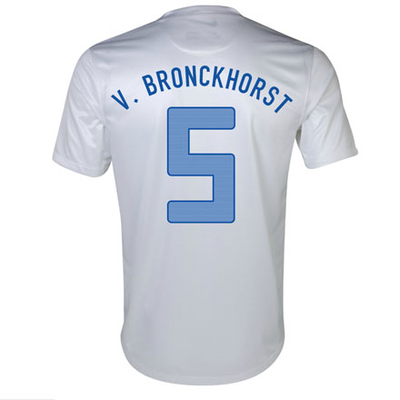 Moisture Wicking 2013 Netherlands 5 V Bronckhorst Away White Jersey