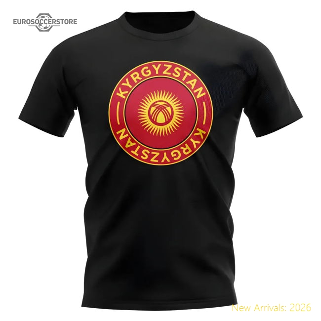 Kyrgyzstan Football Badge T-Shirt (Black)