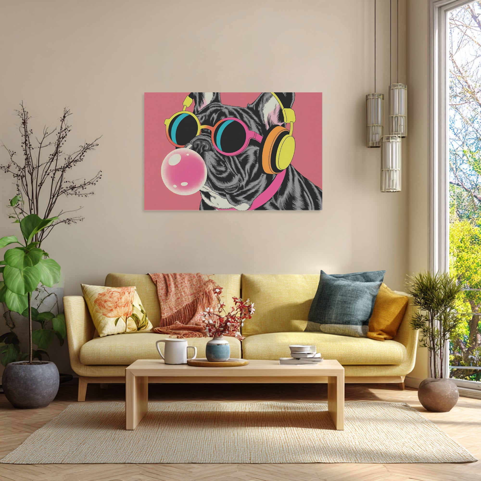 Culture-Inspired Violet - Adorable Frenchie Canvas Wall Art for Fashion