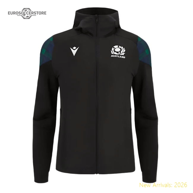 2023-2024 Scotland Rugby Travel Full Zip Hoodie (Black) - Kids