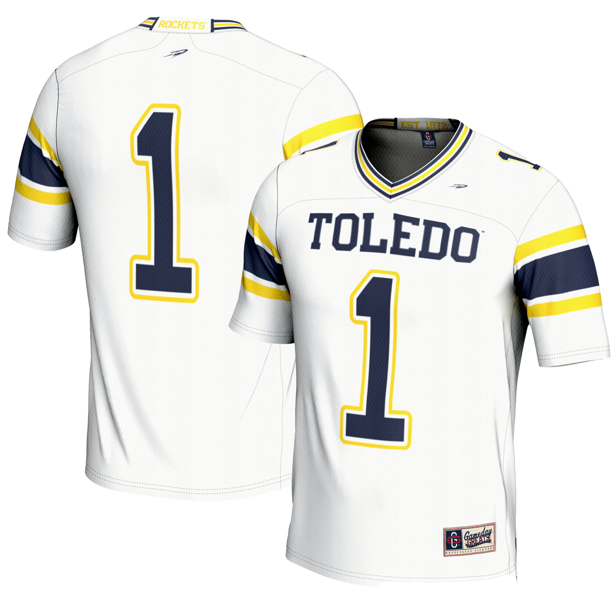 Men's #1 White Toledo Rockets Endzone Football Jersey