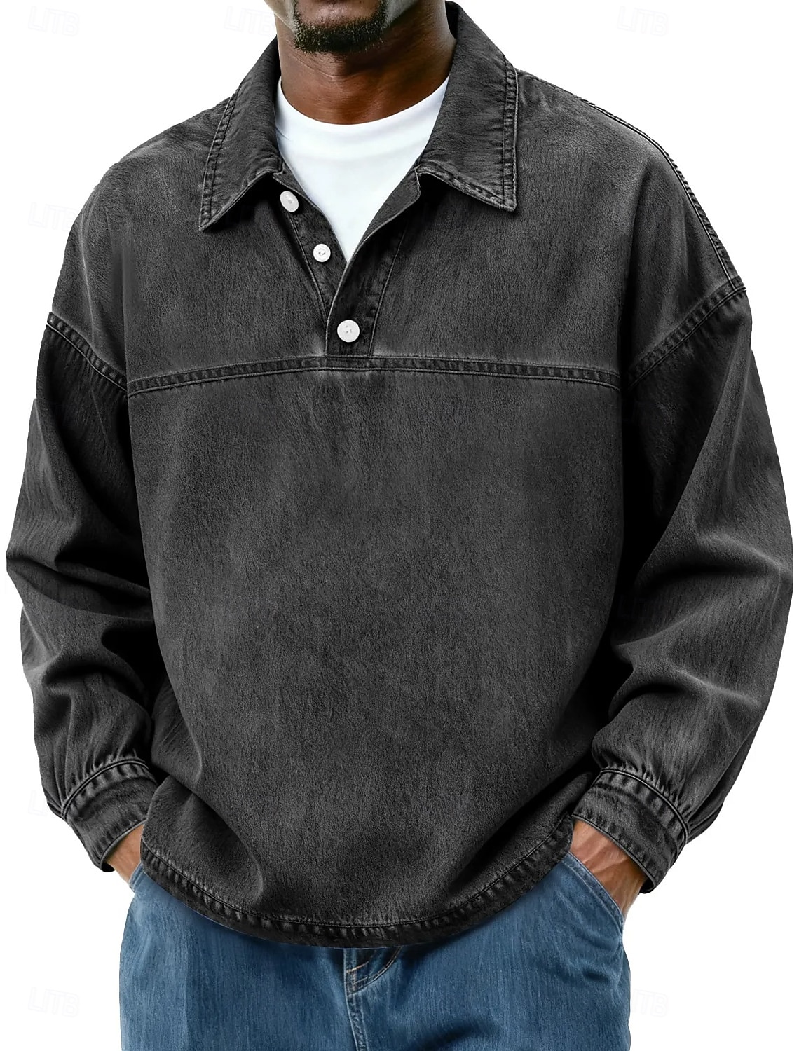 Men's Cotton Polo Shirt Casual Vacation Classic Long Sleeve Fashion