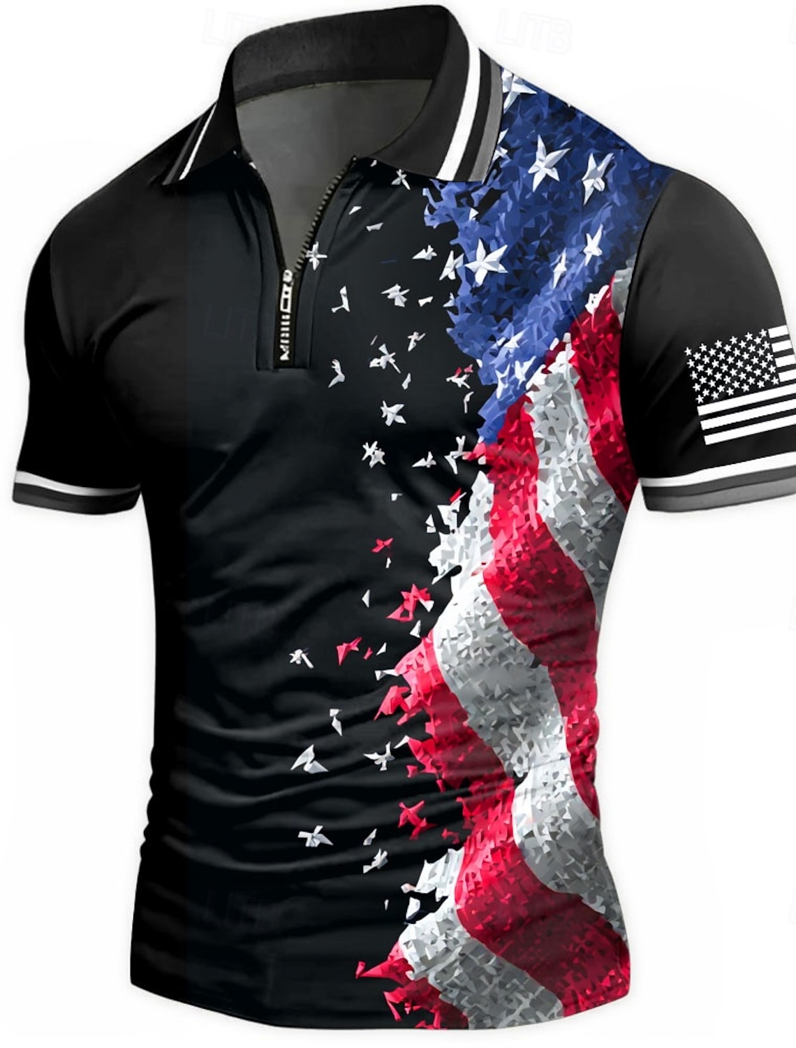 4th of July 2026 250th Men's American US Flag Polo Shirts Short Sleeve Polo Shirts Lapel Casual Athleisure Daily Wear Festival Wear 3D Print Buttons Spring & Summer Blue Red Gray