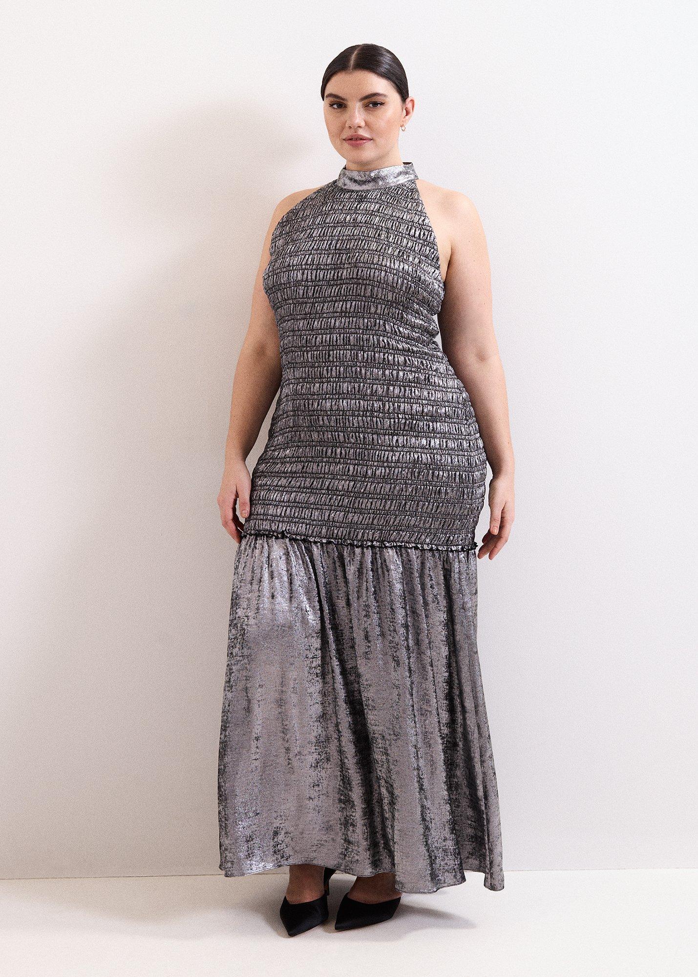 Tasmin Silver Shimmer Maxi Dress