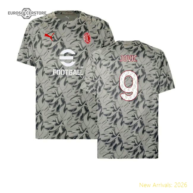 Professional-Grade 2025-2026 Ac Milan Warm Up Jersey (Smokey Gray) (Jovic
