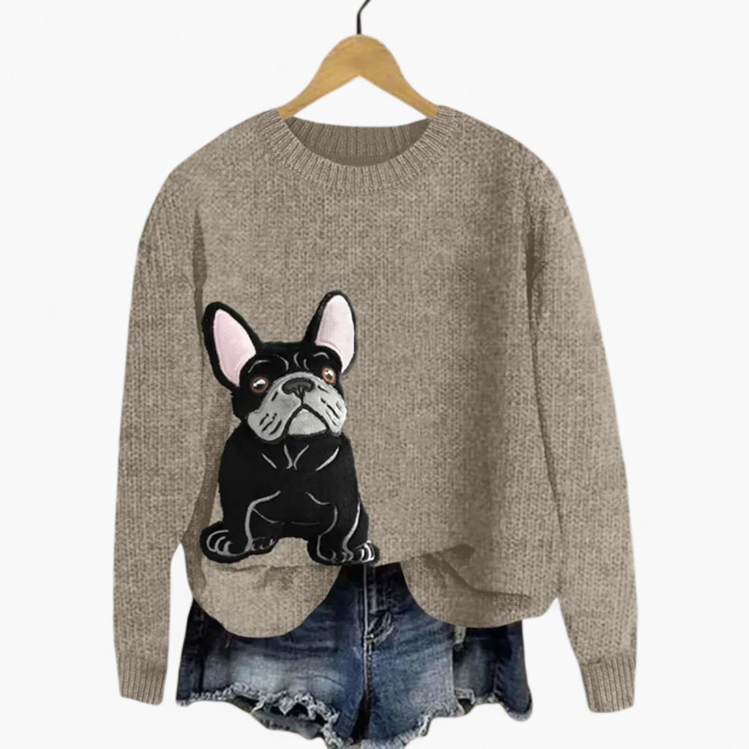 Cozy Knitfren Women's Frenchie Sweater – Cozy 3d Dog Print Knit Pullo...