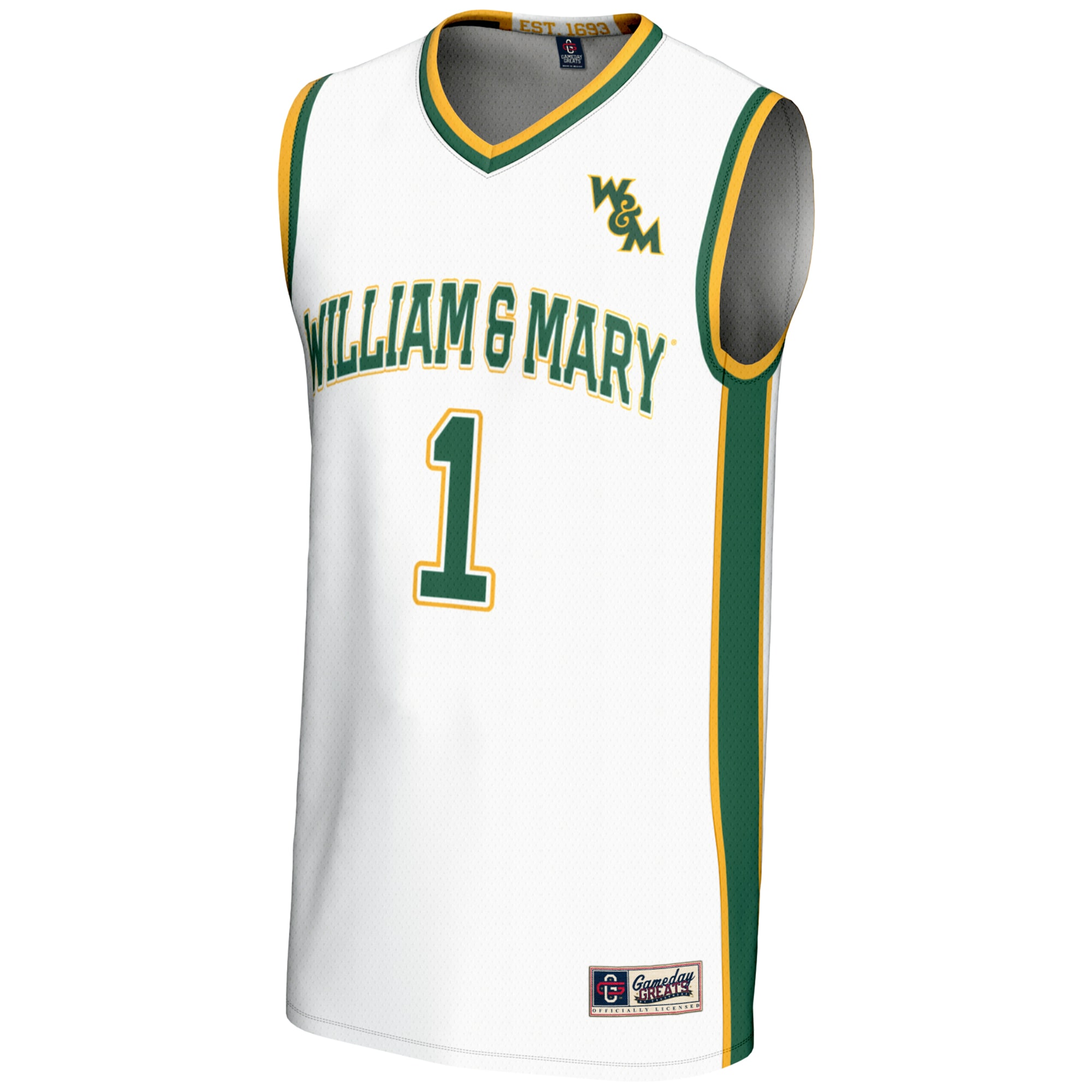 [DDG] William & Mary Tribe GameDay Greats Youth Lightweight Basketball Jersey - White