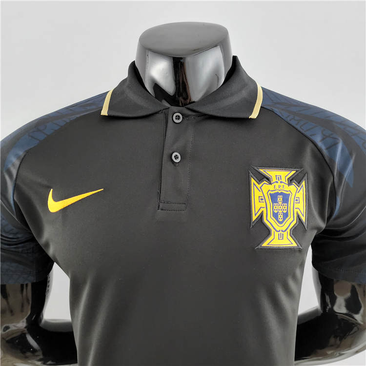 Elite Series Portugal 2022 World Cup Black Soccer Jersey Polo Shirt