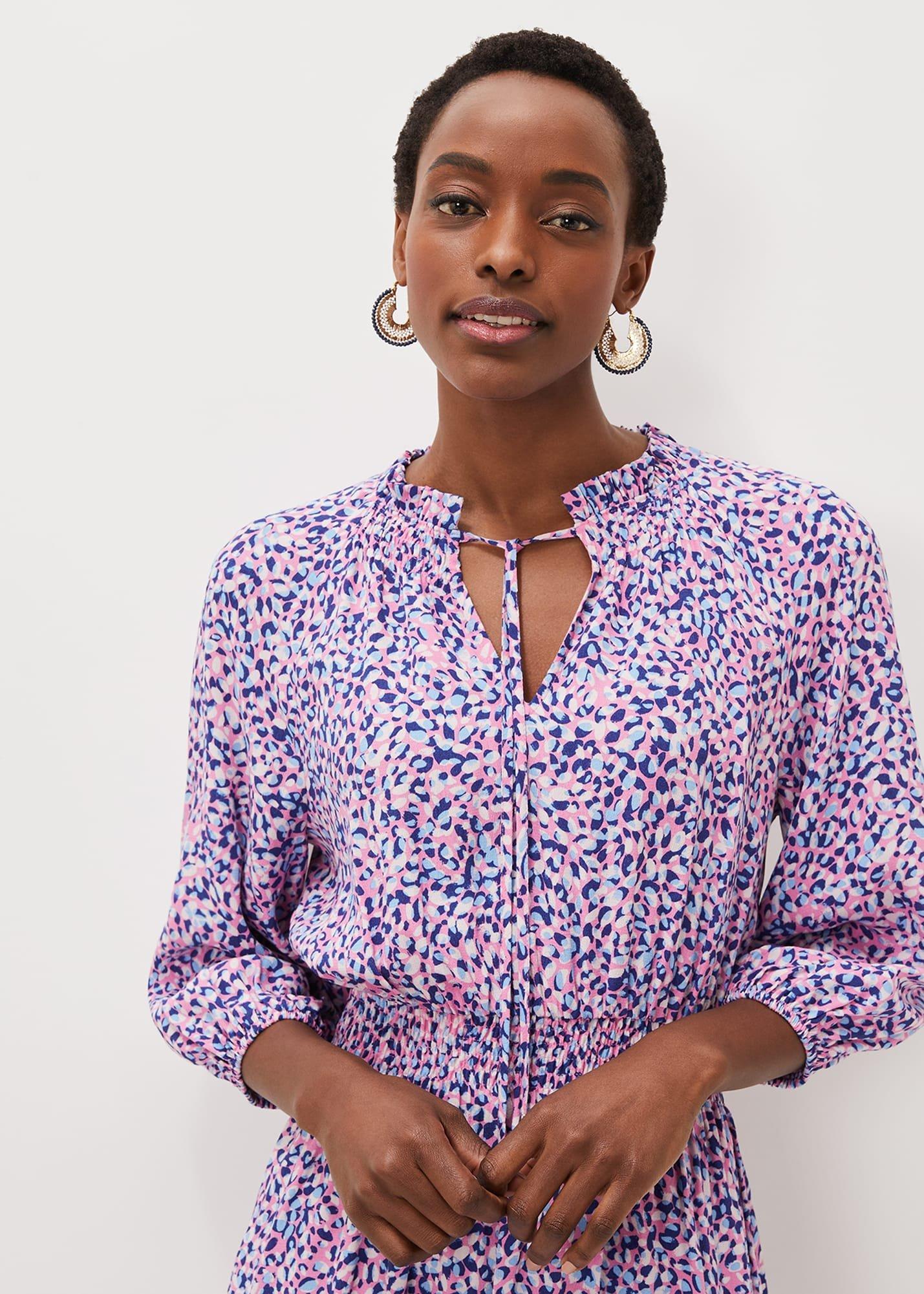 Phillipa Almond Print Short Dress