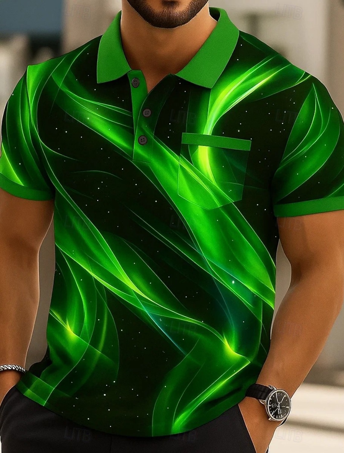 Men's Graphic Polo Short Sleeve Polo Shirts Collared Shirts Business Casual Outdoor Athleisure Daily Wear 3D Print Buttons Summer Black Red Navy Blue
