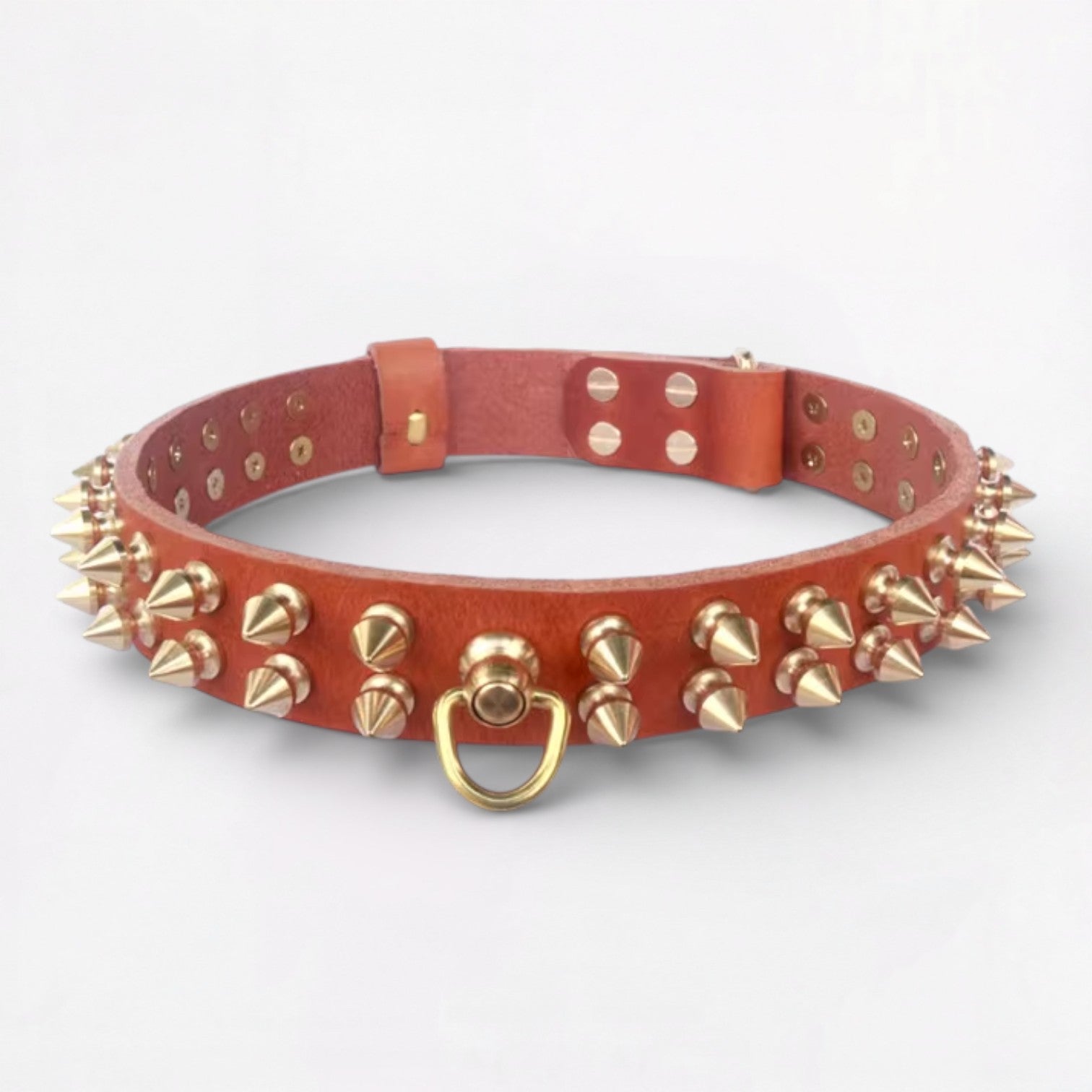 – Anti-bite Studded Leather Dog Necklace Indoor Comfort | Comfy Fit