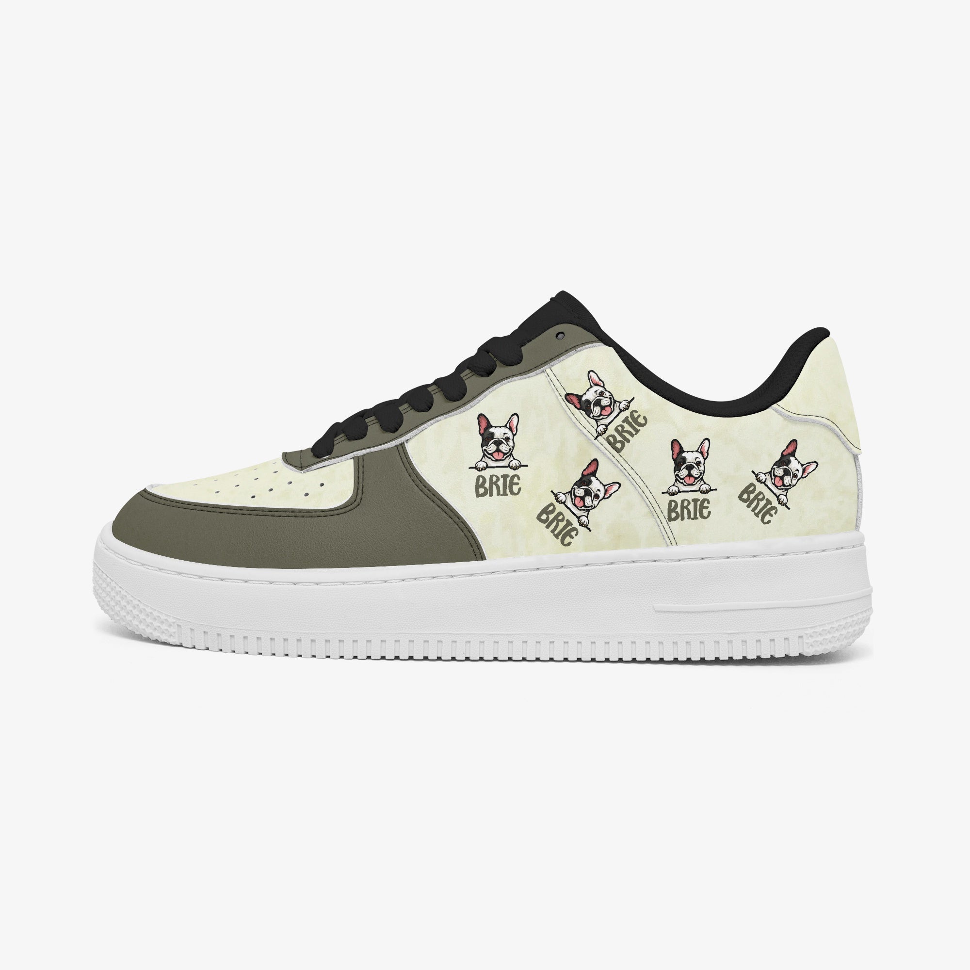 French Bulldog Brie Personalized Low Top Leather Sneakers Cozy Paw Wear