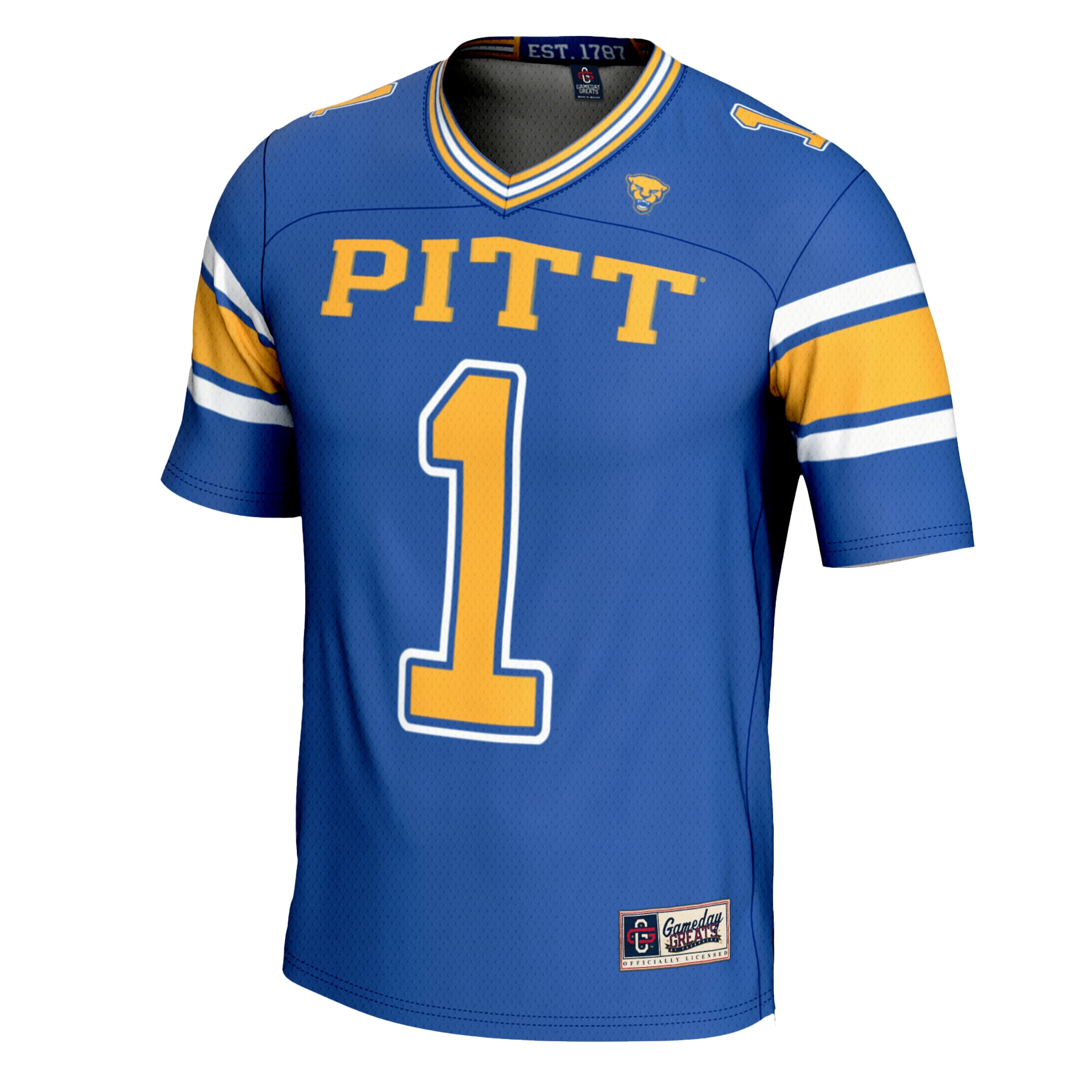 Men's #1 Royal Pitt Panthers Football Jersey