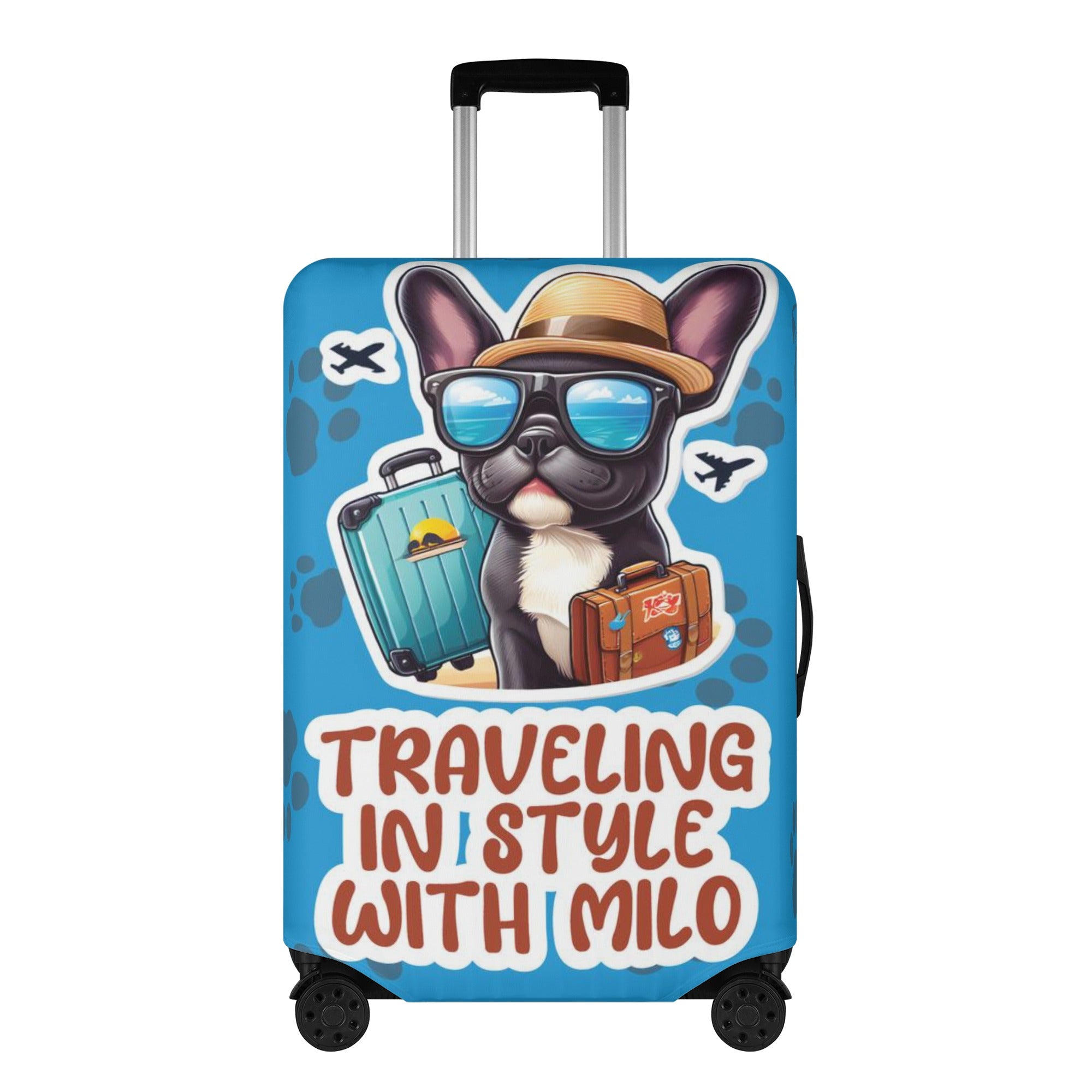 French Bulldog Personalized Luggage Cover With Frenchie Name Luggage