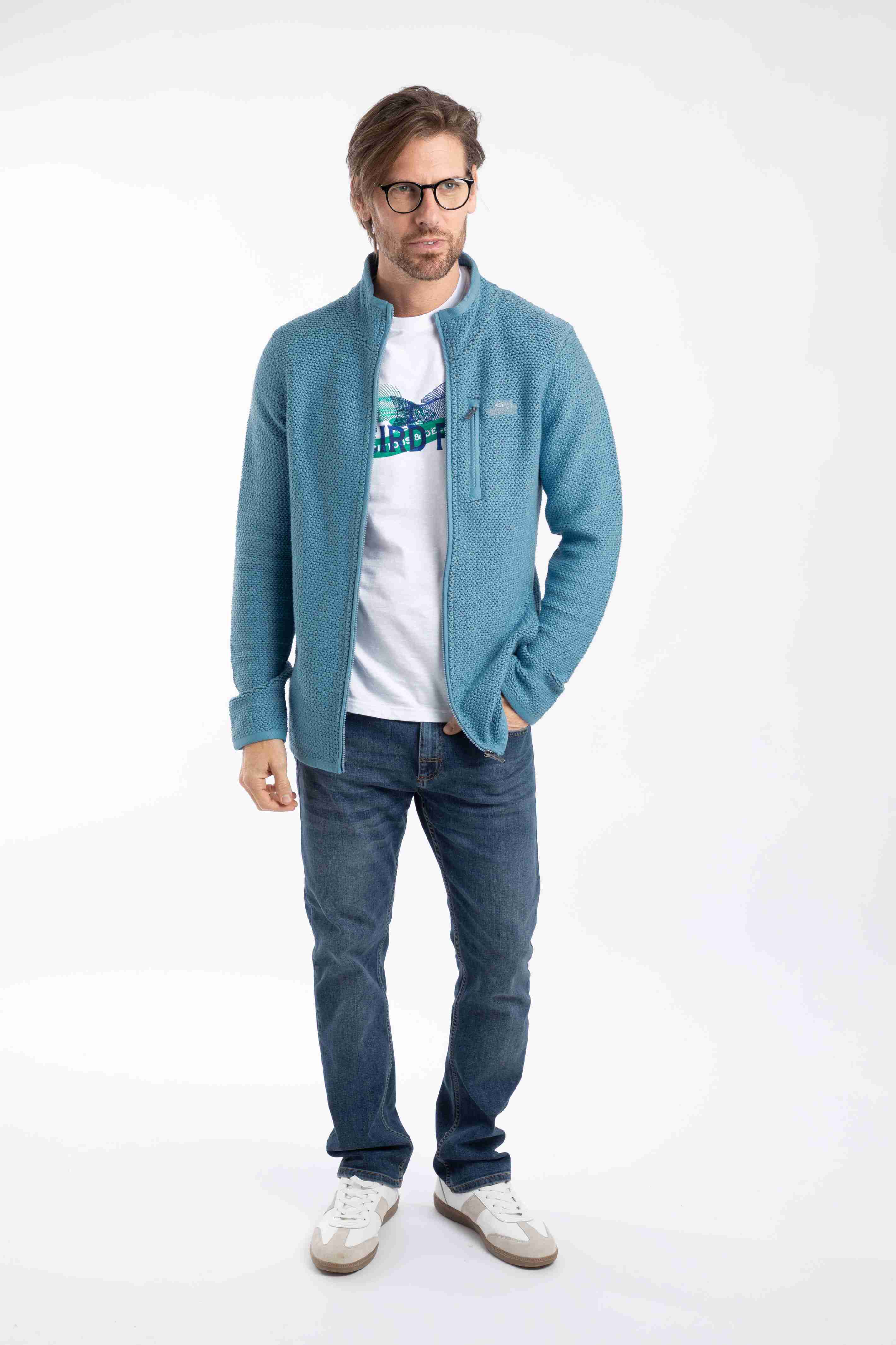Transom Full Zip Macaroni Sweatshirt Bluebird