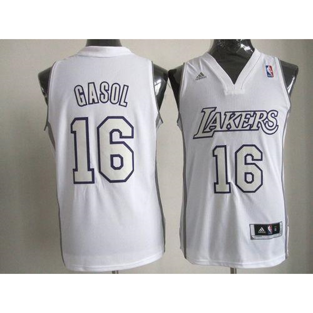Collector's Item Premium Men's Lakers #16 Pau White Basketball Jersey