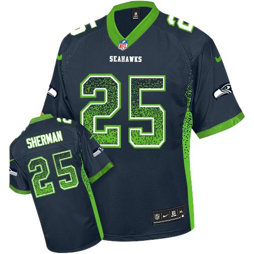 NFL W S S Seahawks #25 Richard Sherman Blue Elite Jersey - High Qua...