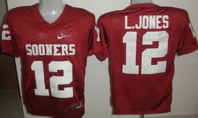 Men's OU Sooners Landy Jones #12 authentic Red 2024 official licensed