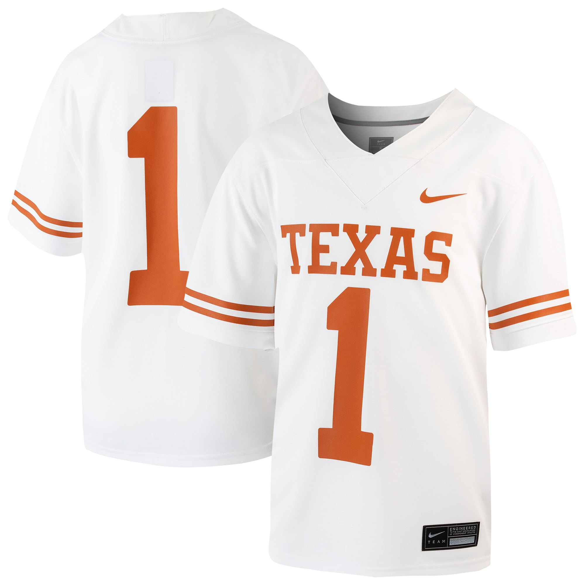 Youth #1 White Texas Longhorns Football Jersey