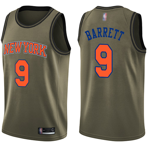 Nike New York Knicks #9 R.J. Barrett Green Salute to Service Youth NBA Swingman Jersey Youth
