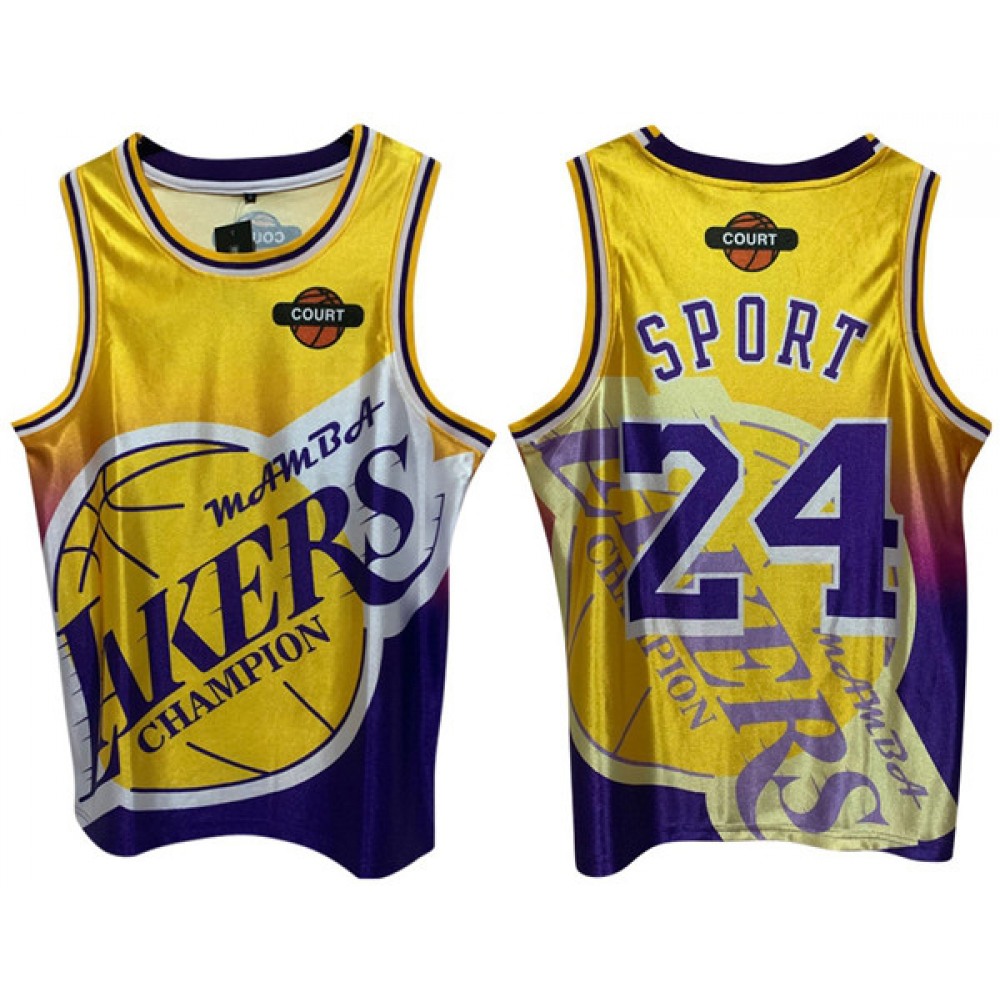 Performance Durable Men's Lakers #24 Kobe Yellow Basketball Jersey