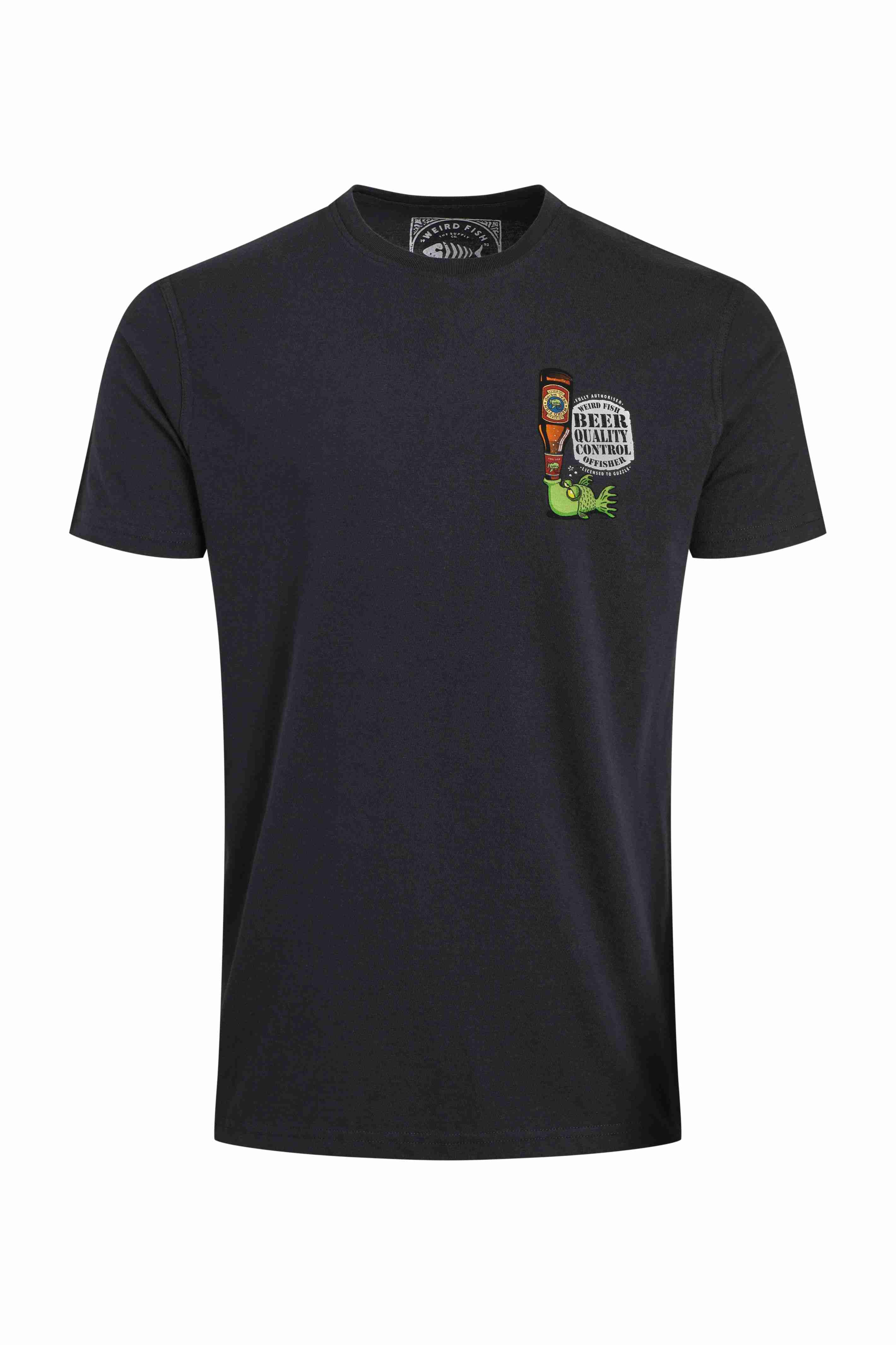 Beer Offisher Back Print Artist T-Shirt Navy