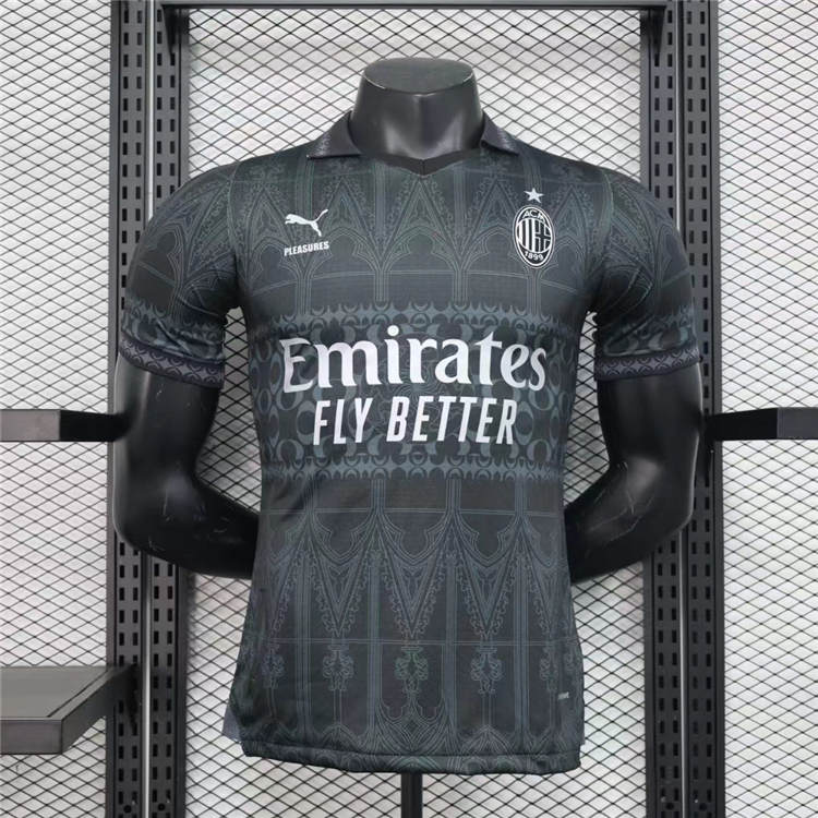 Genuine Breathable AC Milan 2425 Black Shirt Authentic Version