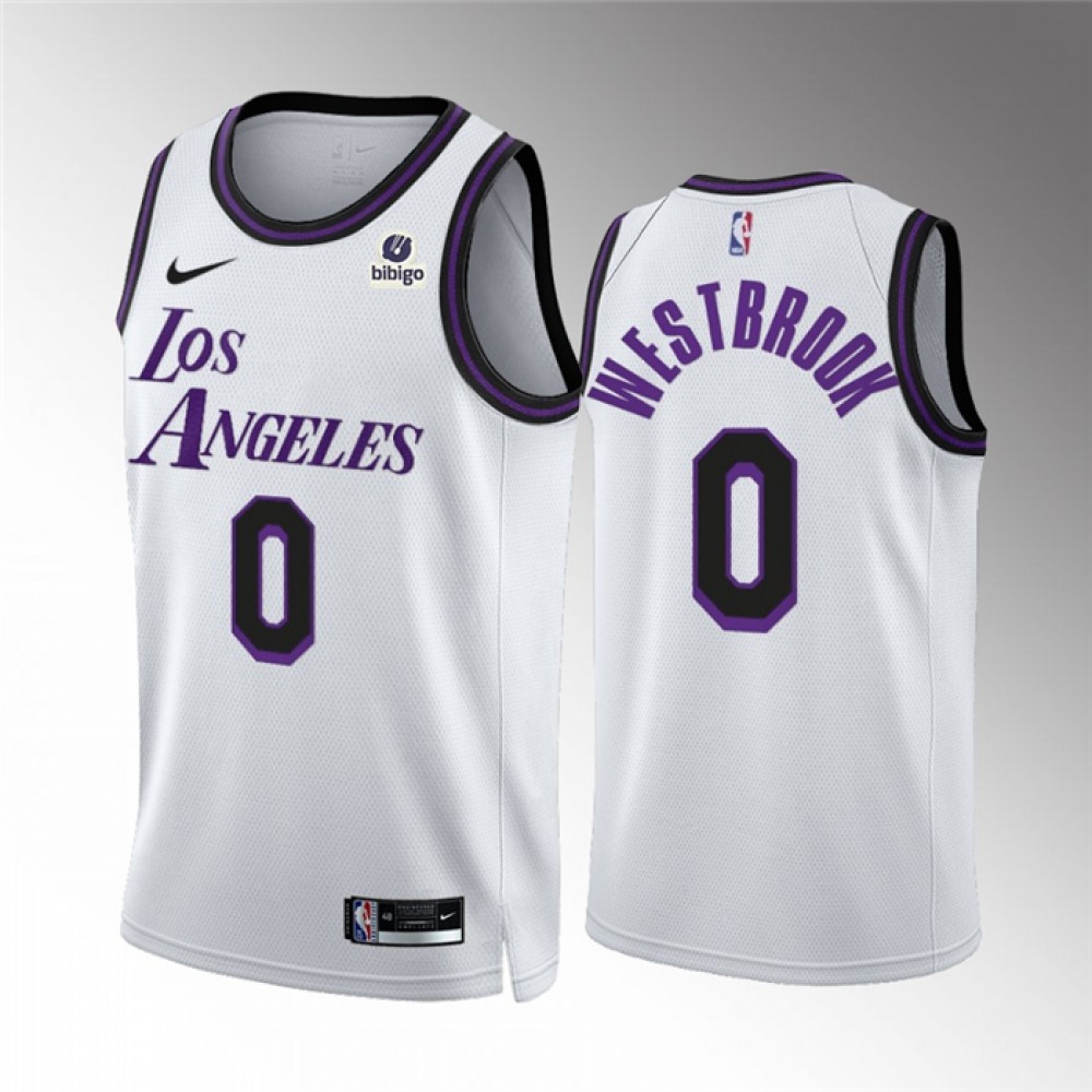 Game Day Value Men's LA Lakers #0 Russell White Basketball Jersey