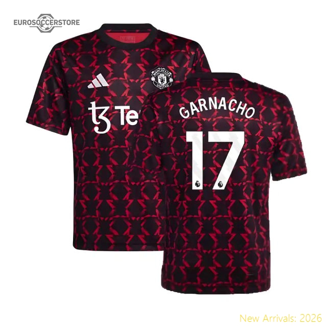 Black - Kids Garnacho 17 2024-2025 Man Utd Pre-Match Kit Official