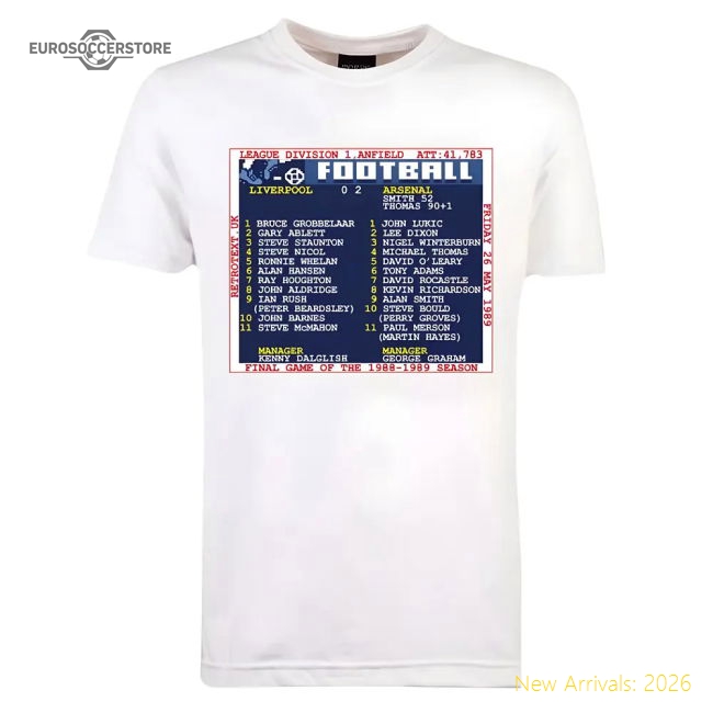 Official 1989 Arsenal V Liverpool Retrotext T-shirt - White - Premium
