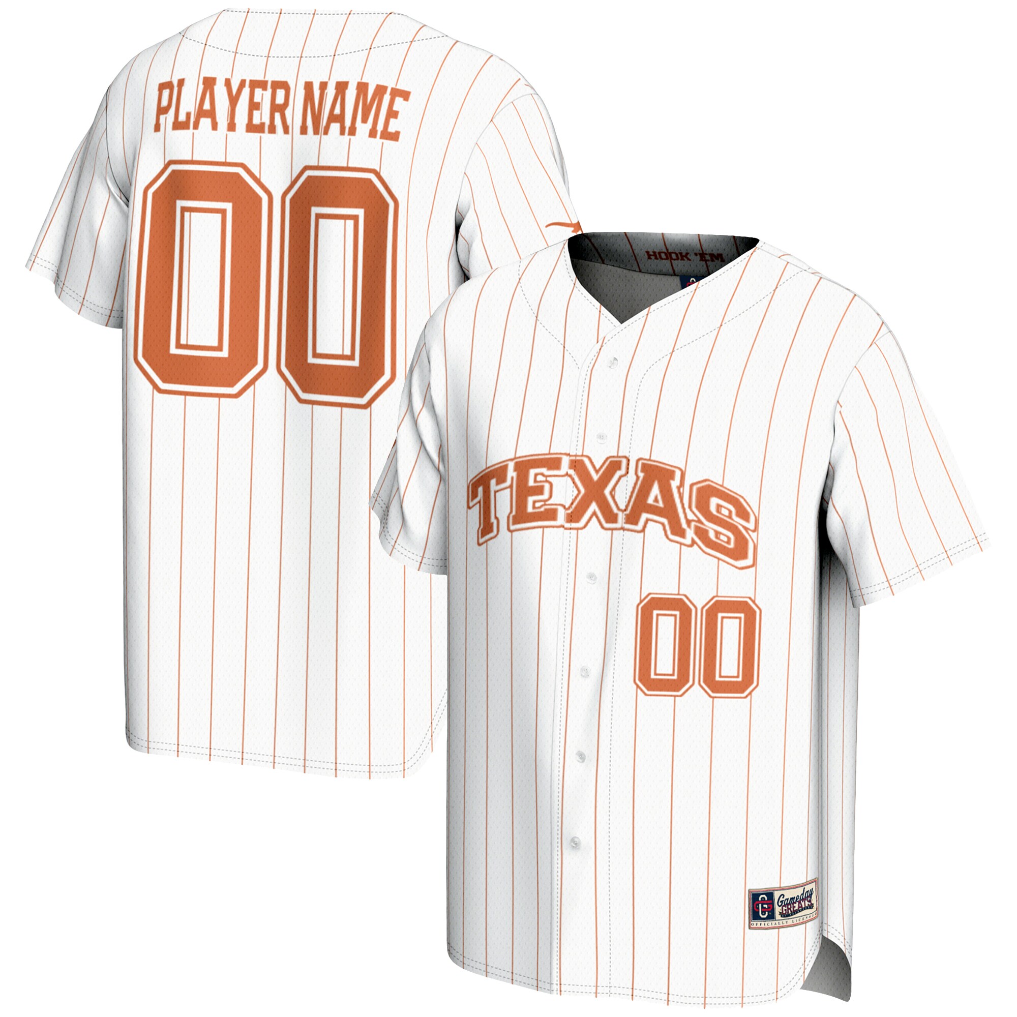[DDG] Texas Longhorns GameDay Greats Youth NIL Pick-A-Player Lightweight Baseball Jersey - White