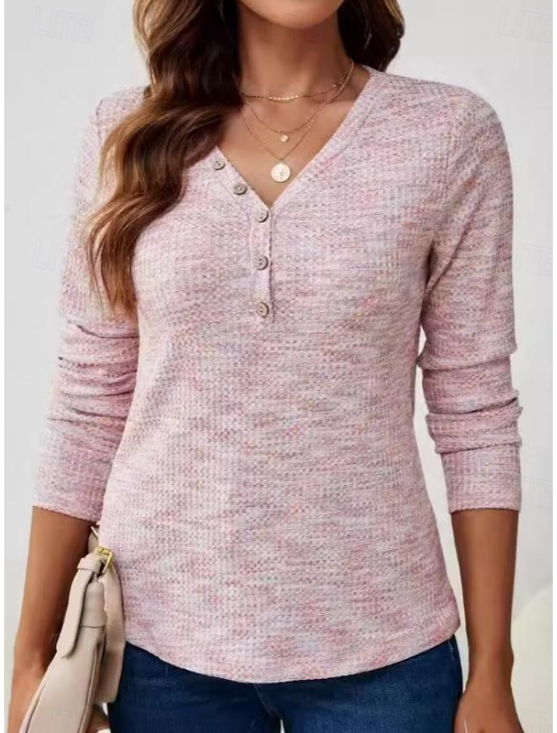 Women's Tunic Elegant Fashion Long Sleeve Regular Tops V Neck Daily Spring Fall