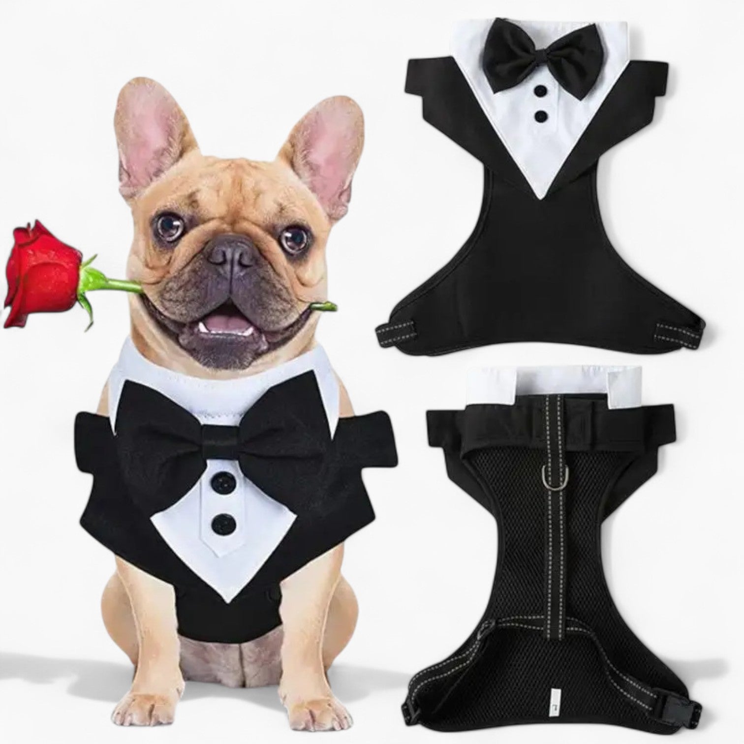 Durable French Bulldog Tuxedo Harness – Formal Dog Suit With Bow Tie ...