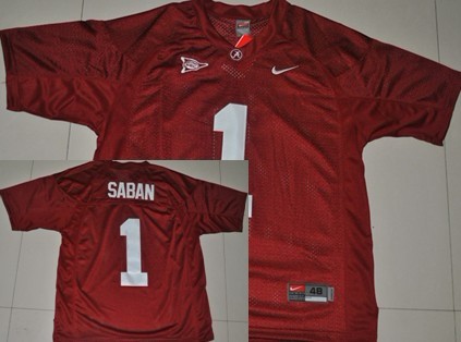 Men's Alabama Bama #1 Nick Saban Red 2024 comfortable team authorized