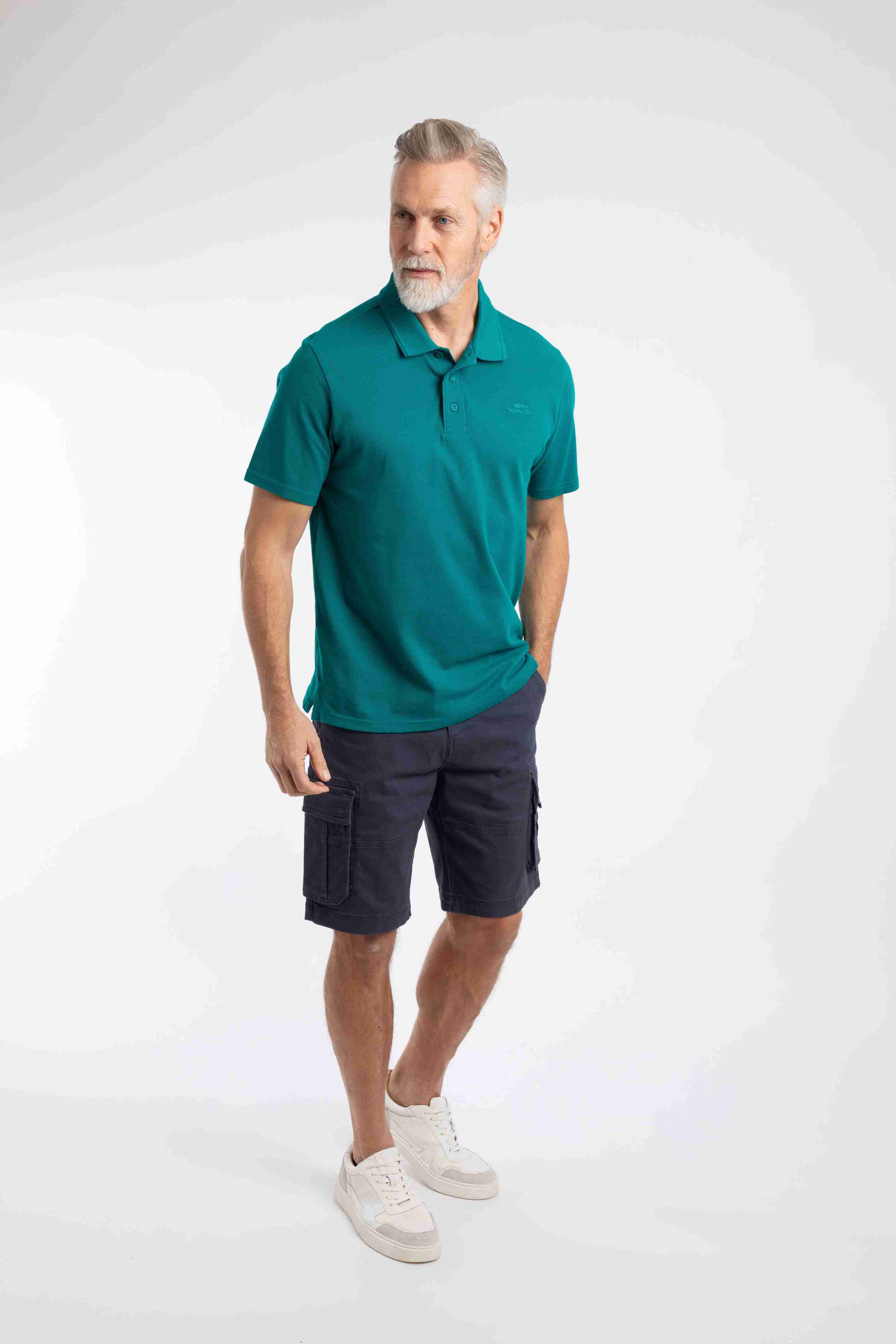Giles Pique Polo Shirt Peacock Blue