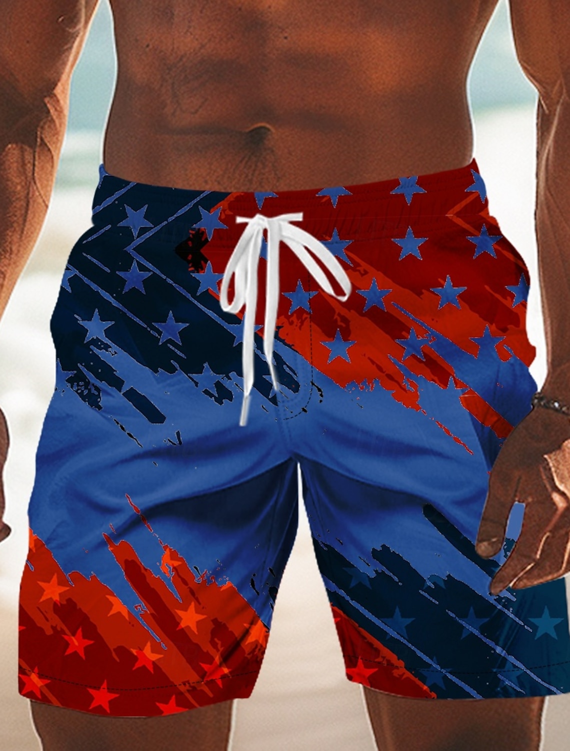 Men's 4th of July U.S. 250th Anniversary American Flag Lined Shorts 2 in 1 Board Shorts Swim Shorts Mid Waist Patriotic Holiday Side Pockets With Compression Liner Elastic Drawstring Waist Designer