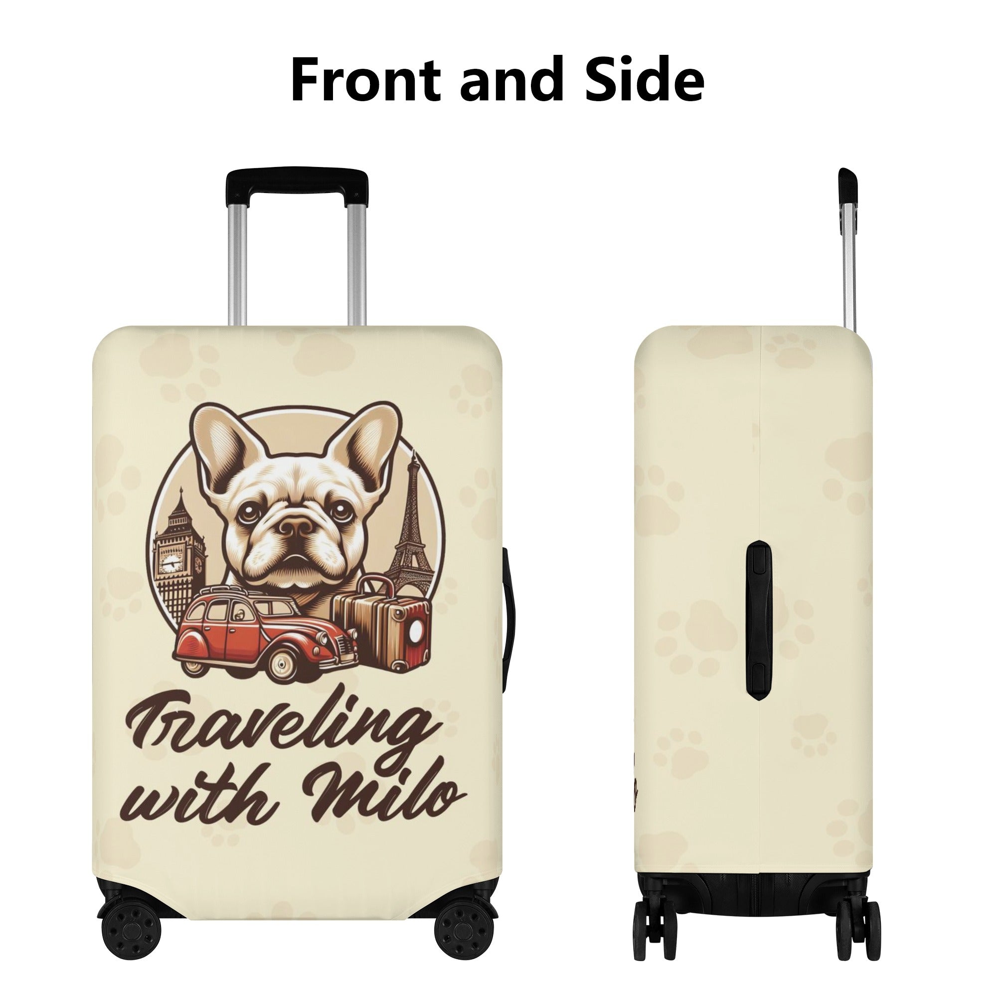 French Bulldog Personalized Luggage Cover With Frenchie Name Luggage