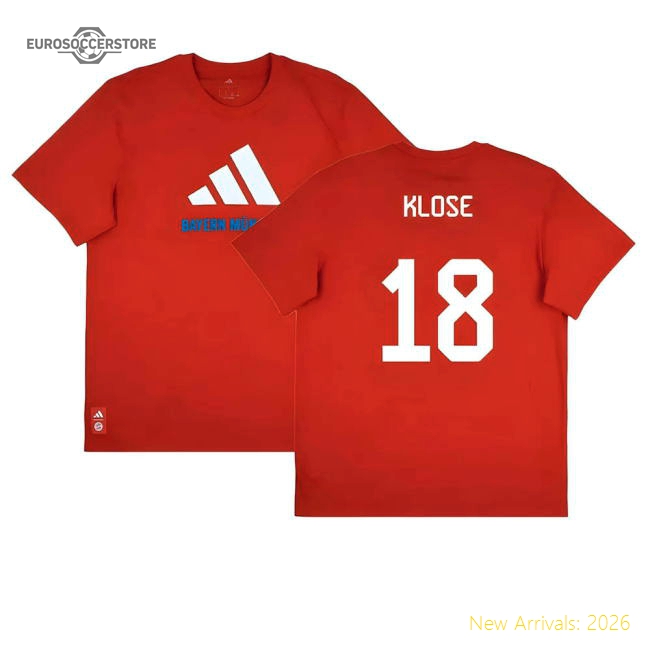 Official 2025-2026 Bayern Munich Seasonal Graphic Tee (Red) (Klose 18)